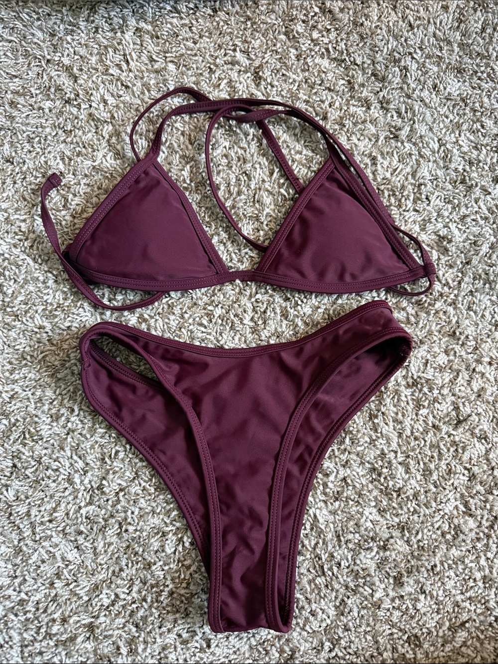 93 Play Street Triangle Bikini Set - Maroon